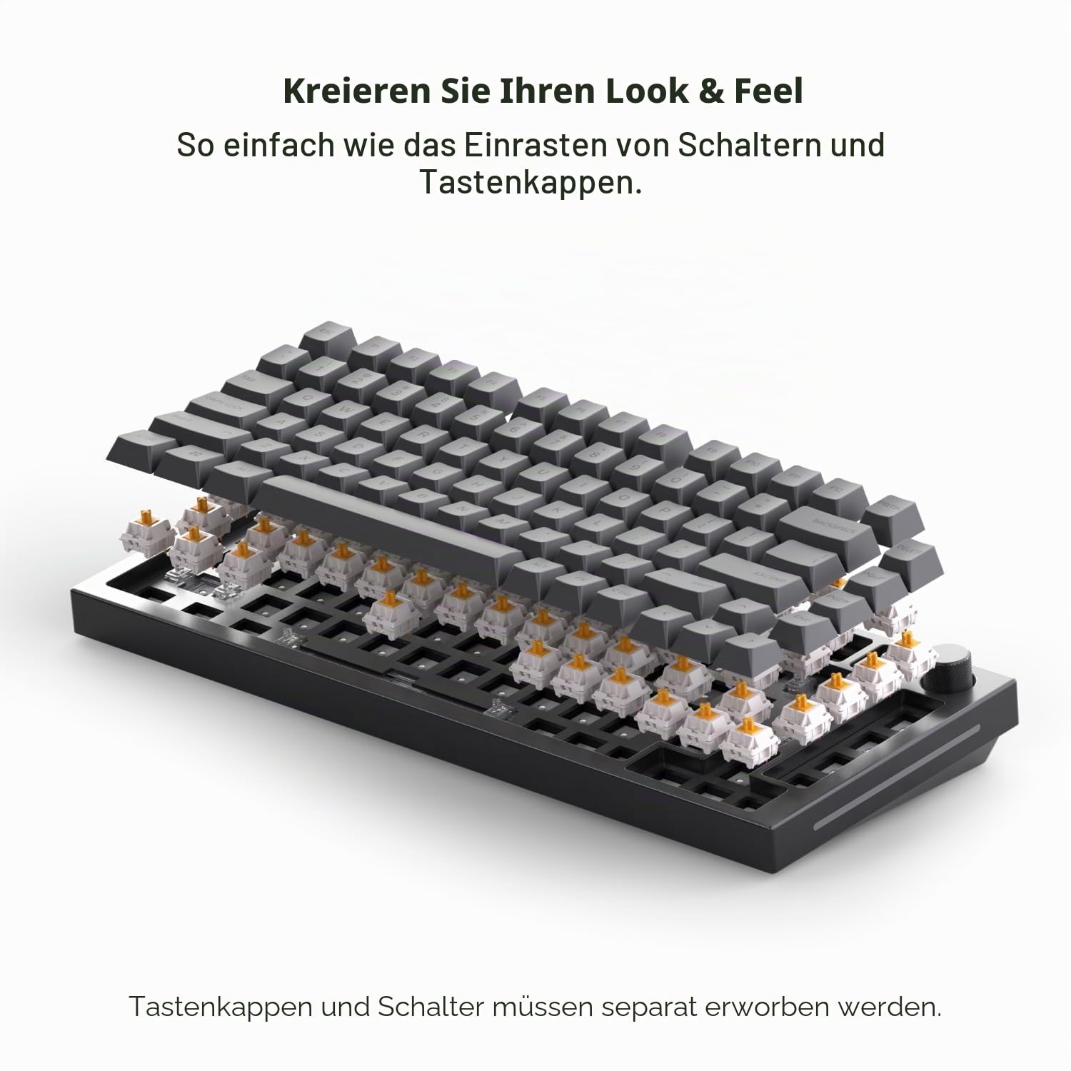 Glorious Gaming GMMK PRO 75% Barebone Schwarz (nur Gehäuse), modulares mechanisches Gaming-Keyboard, TKL-Größe, 1,5 kg Rahmen, RGB, komplett anpassbar, 5-Pin Switch-Support