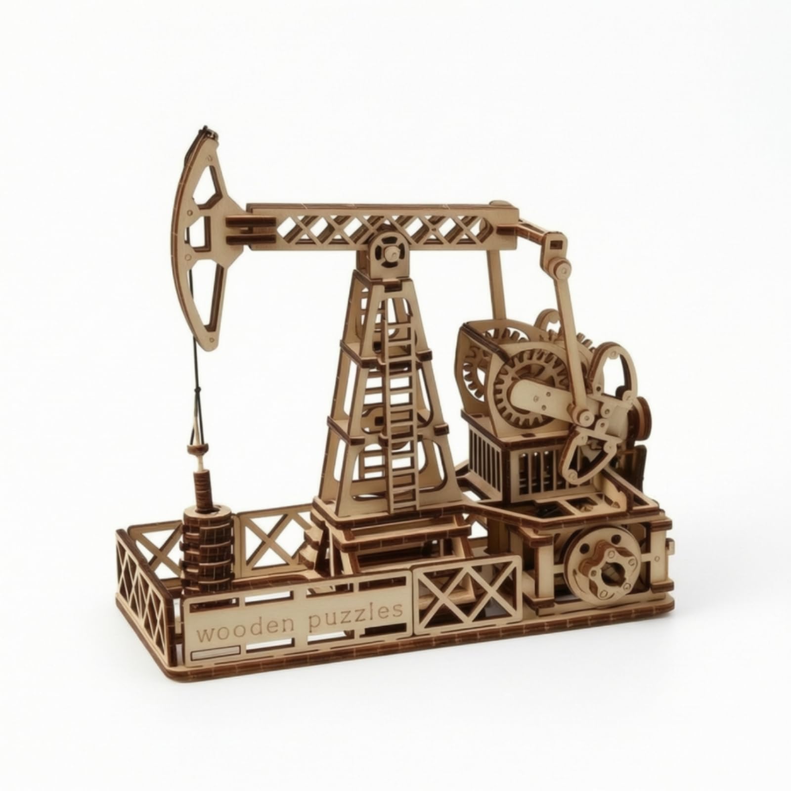 Modellino di Pozzo Petrolifero Tagliato a Kit di Montaggio in Legno Meccanico Kit Costruzione per Scrivania