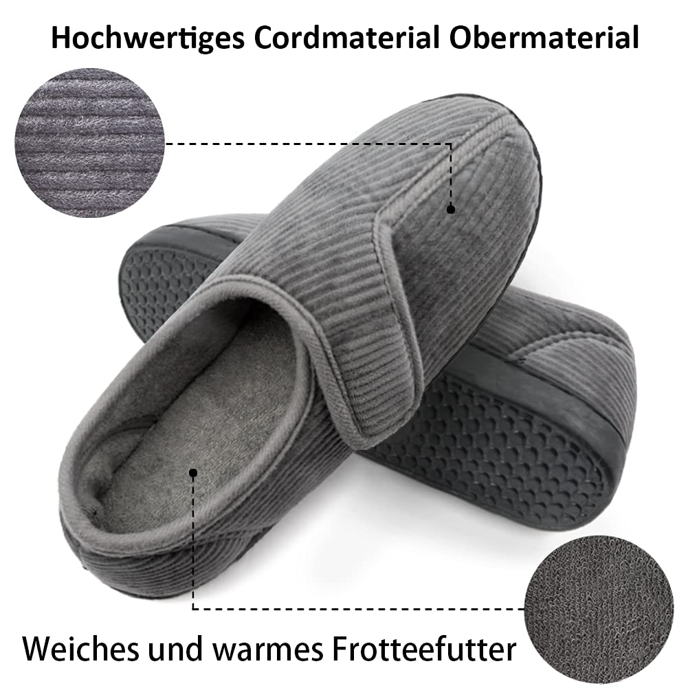Git-up Pantofole da casa per Uomo Confortevole e Antiscivolo Calde Ciabatte con Soletta Memory Foam Pantofole Regolabili diabetiche per Edema Piedi