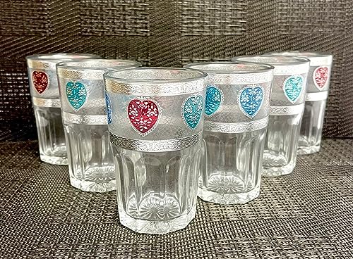 Set de 6 Vasos de Cristal para Té marroquí multicolor
