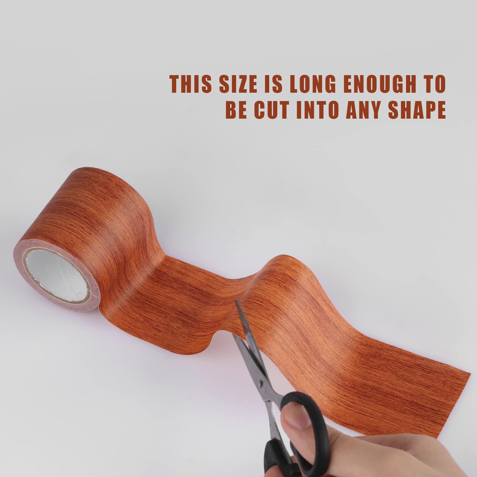 AIEX 1pc Riparazione Nastro per Legno, 5,7 cm x 4,57 m Toppa adesiva per Riparazioni di Venature del Legno per Tavoli, Sedie, Battiscopa, Porte (Marrone)