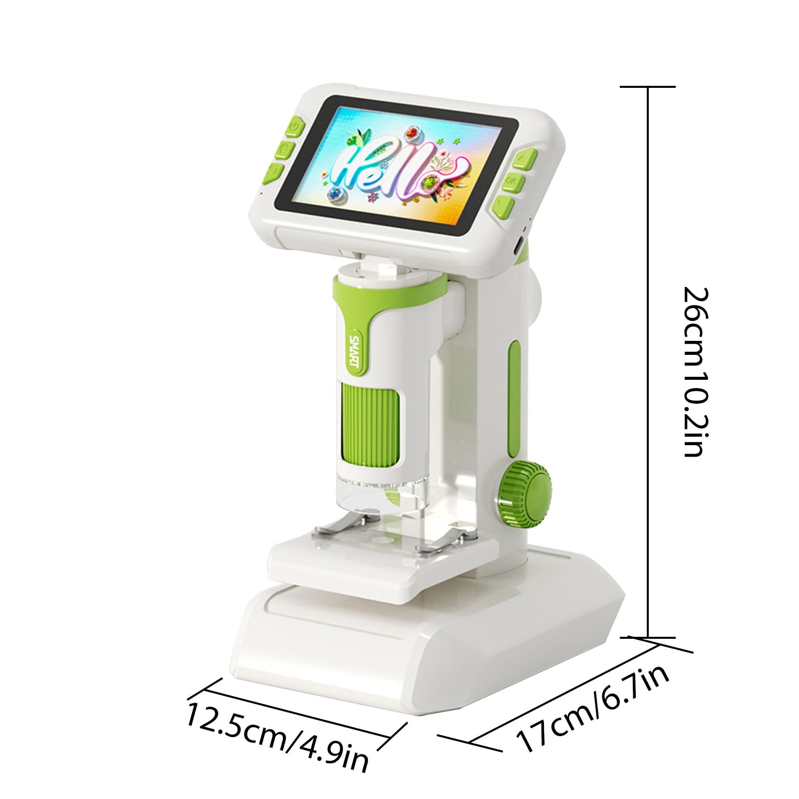 Cuifati Microscopio per Bambini Microscopio Digitale Portatile da 4" 1080P HD Ingrandimento 100X-1600X con 6 Luci LED Regolabili, Giocattolo Educativo Scientifico STEM Portatile per Bambini Dai 5