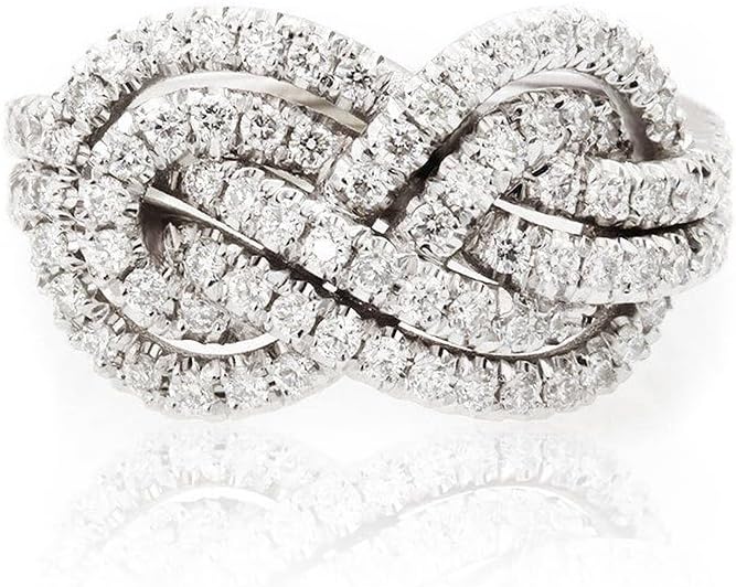 Double Row Infinity Ring Cross CZ Pave Crossover Fashion Twisted Band 925 Sterling Silver Wedding Engagement Promise Cubic Zirconia Eternity Bow Forever Love Knot Lucky Rings for Women Her（Size 6） - Image 5