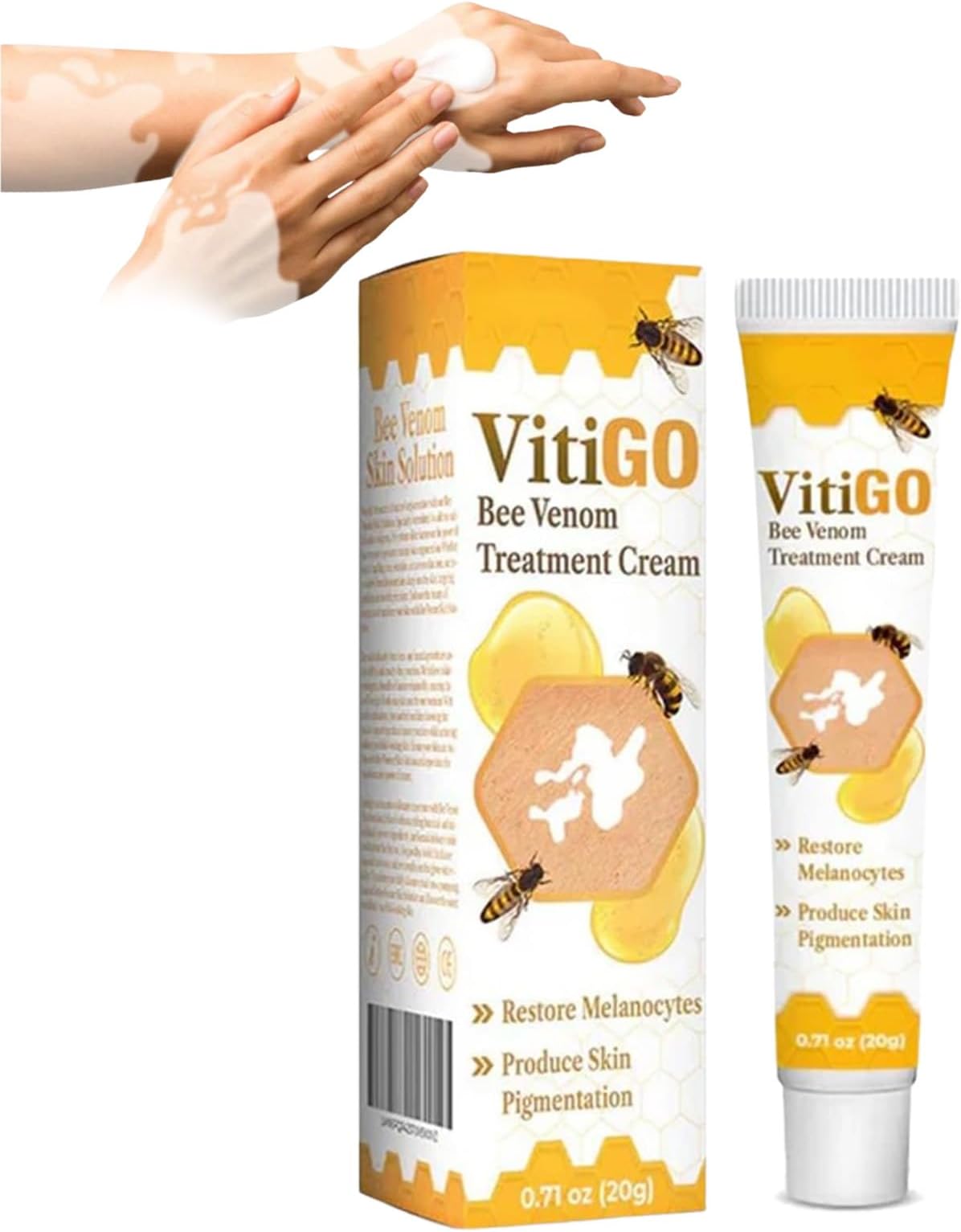 Fivfivgo Beevenom Vitiligo Treatment Cream, Bee Venom Treatment for Vitiligo, Beevenom Vitiligo Treatment Cream for All Skin Types, Vitiligo Bee Venom Treatment Cream (1pcs)
