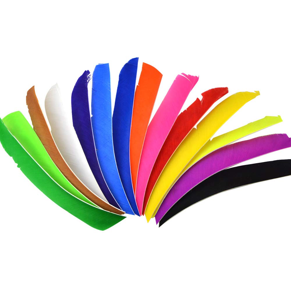 SHARROW 50pcs Chasse Plume de Flèche Naturelle Pleine Longueur Spirale Enveloppé Fletches Fletching Flèche Plume de Dinde
