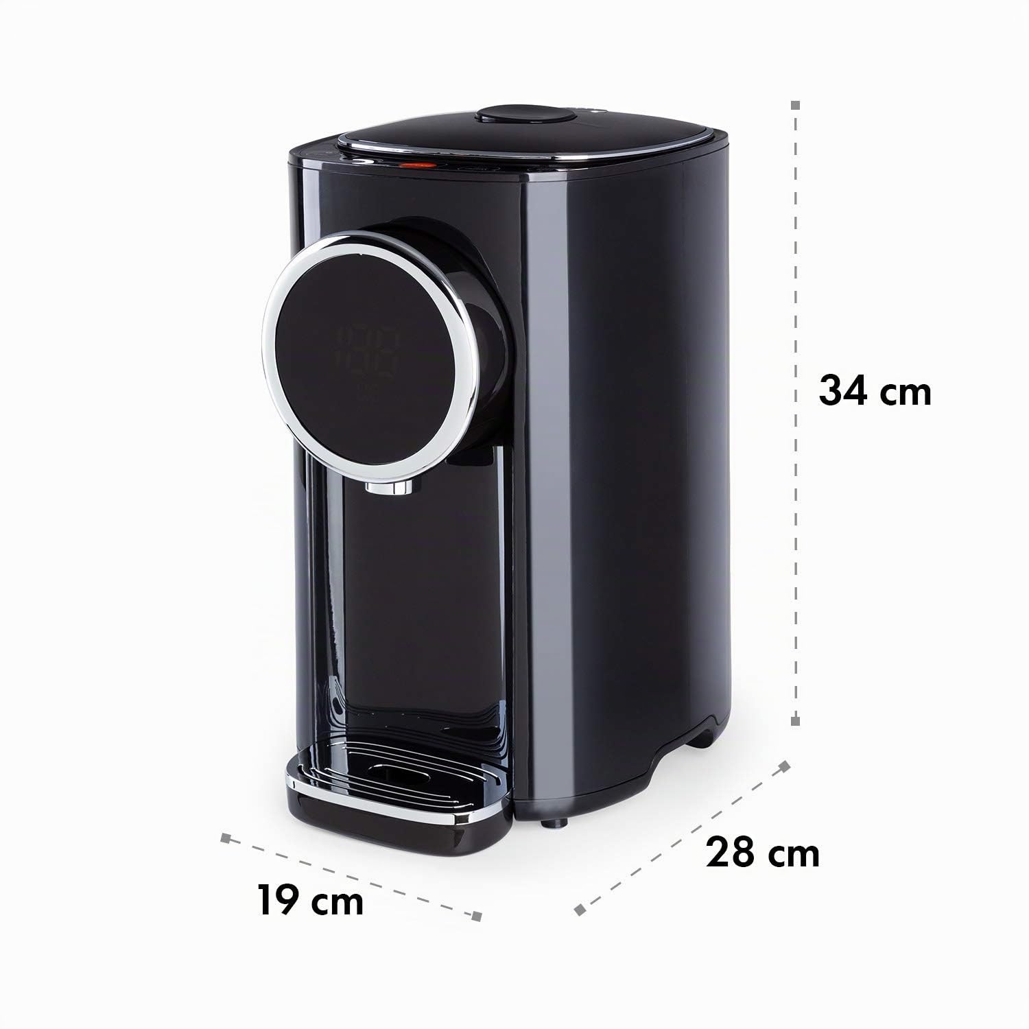 Klarstein Hot Spring Plus Dispensador de Agua Caliente - Termo, Hervidor de Agua, 5 litros de Volumen, Panel táctil, Temperatura de 45-95 °C, Pantalla LCD, Depósito de Acero Inoxidable, Negro