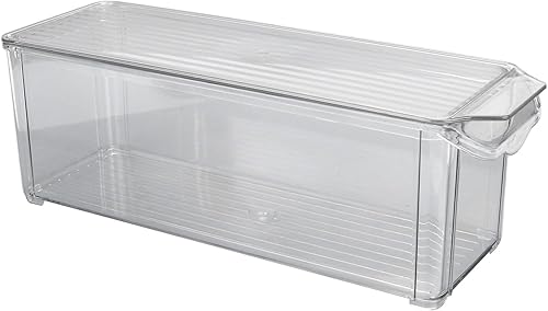 Zerodis Contenedor de almacenamiento de alimentos, organizador de plástico transparente para refrigerador con tapa, caja de congelador reutilizable