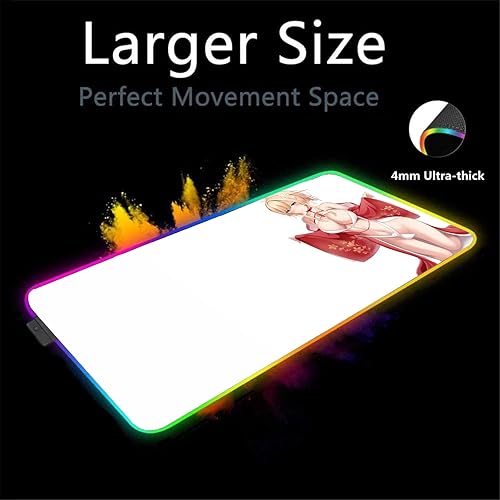 Miniatura 2 de Mouse Pads Sexy Butt Anime Girl Gaming Large Mouse Pad RGB Gamer Computer Mouse Pad RGB Backlit Mause Pad Desk Keyboard LED Mice Mat Multiple Size