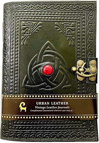 Carnet d’Halloween en cuir urbain - Livre des ombres et des sorts magiques - Pentagramme noir clouté lapiz Journal - Carnet de croquis d’artiste - Carnet d’écriture vintage Cover