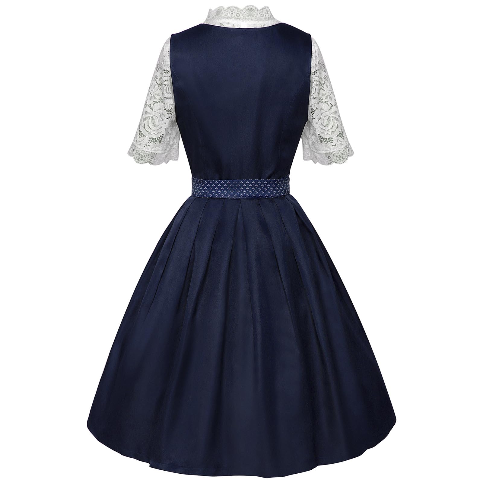 Generisch Dirndl Damen Midi Dirndl-Komplettsets Oktoberfest Damen Outfit | Trachtenkleid Elegant Mit Ärmeln Dirndlkleid Set 3 Teilig Kleider Inkl. Dirndlbluse Spitze Dirndlschürze Ohne Schnürung