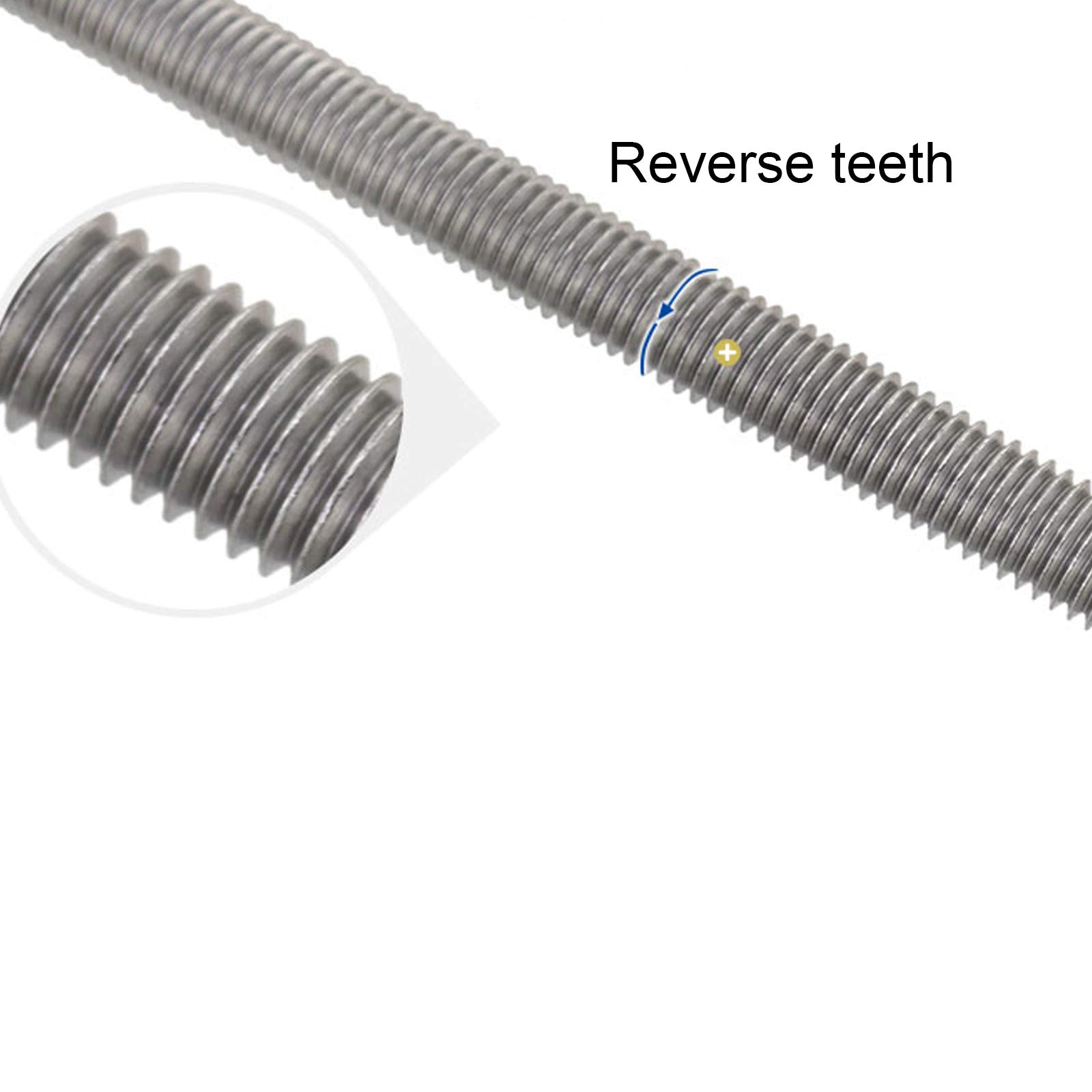 Varilla Completamente Roscada,Varilla De Barra Roscada Con Espárragos, Hardware De Espárragos De Barra De Varilla Con Dientes Inversos De Acero Inoxidable 304 (12 Diámetros Opcional) Utilizado for Mon