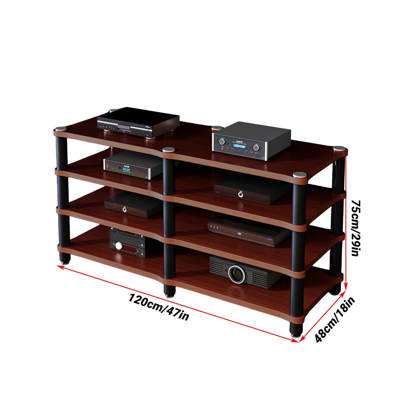 Tragbares Medienregal Moderne Schränke Audio-Rack Mit Kabelmanagement Für Entertainment-Stereokomponenten Und HiFi-Audiogeräte(D,Four Layers)