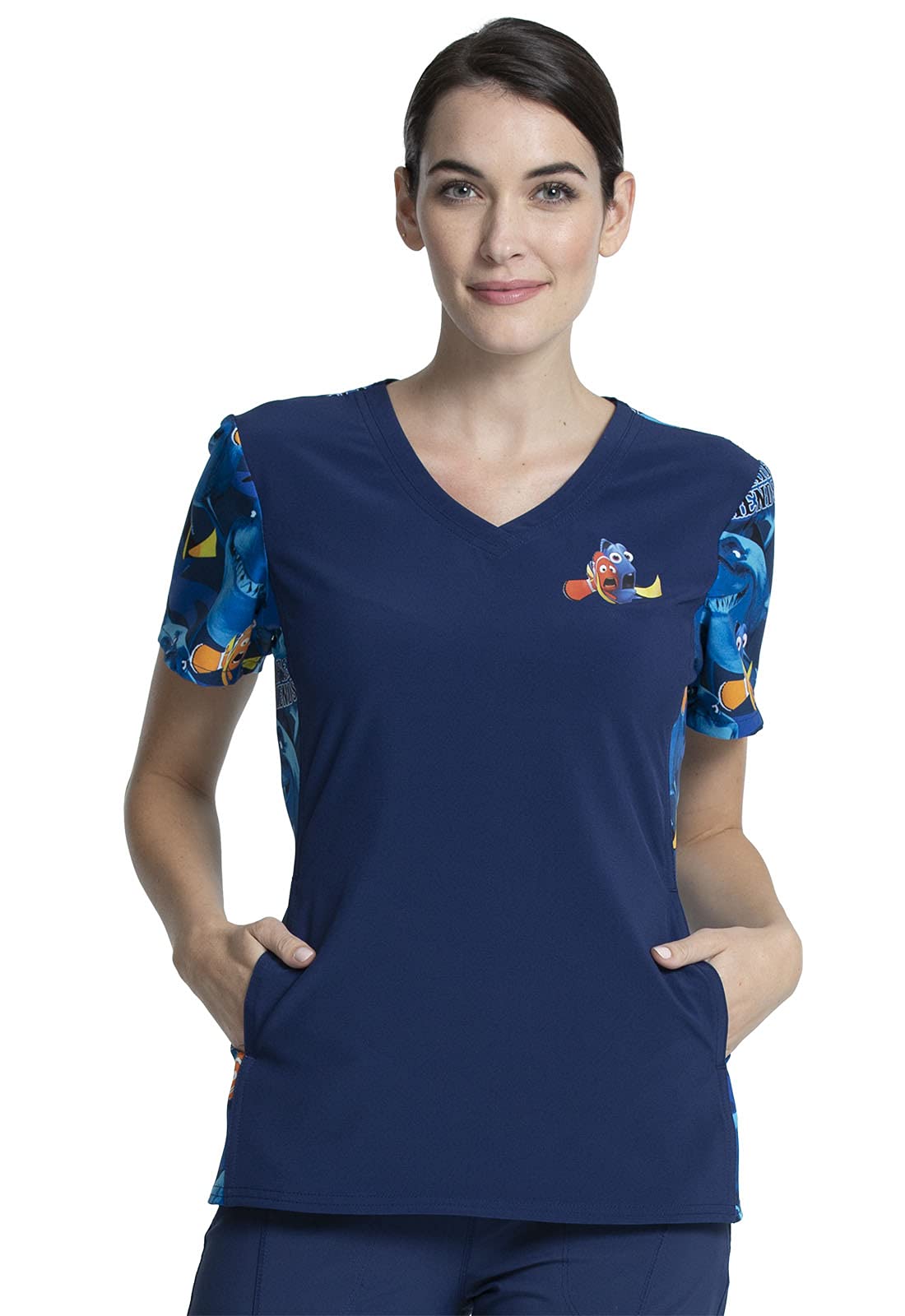 Cherokee Tooniforms V-Neck Kasack, Schlupfhemd mit Motiv Dorie Nemo Fish Are Friends (L)