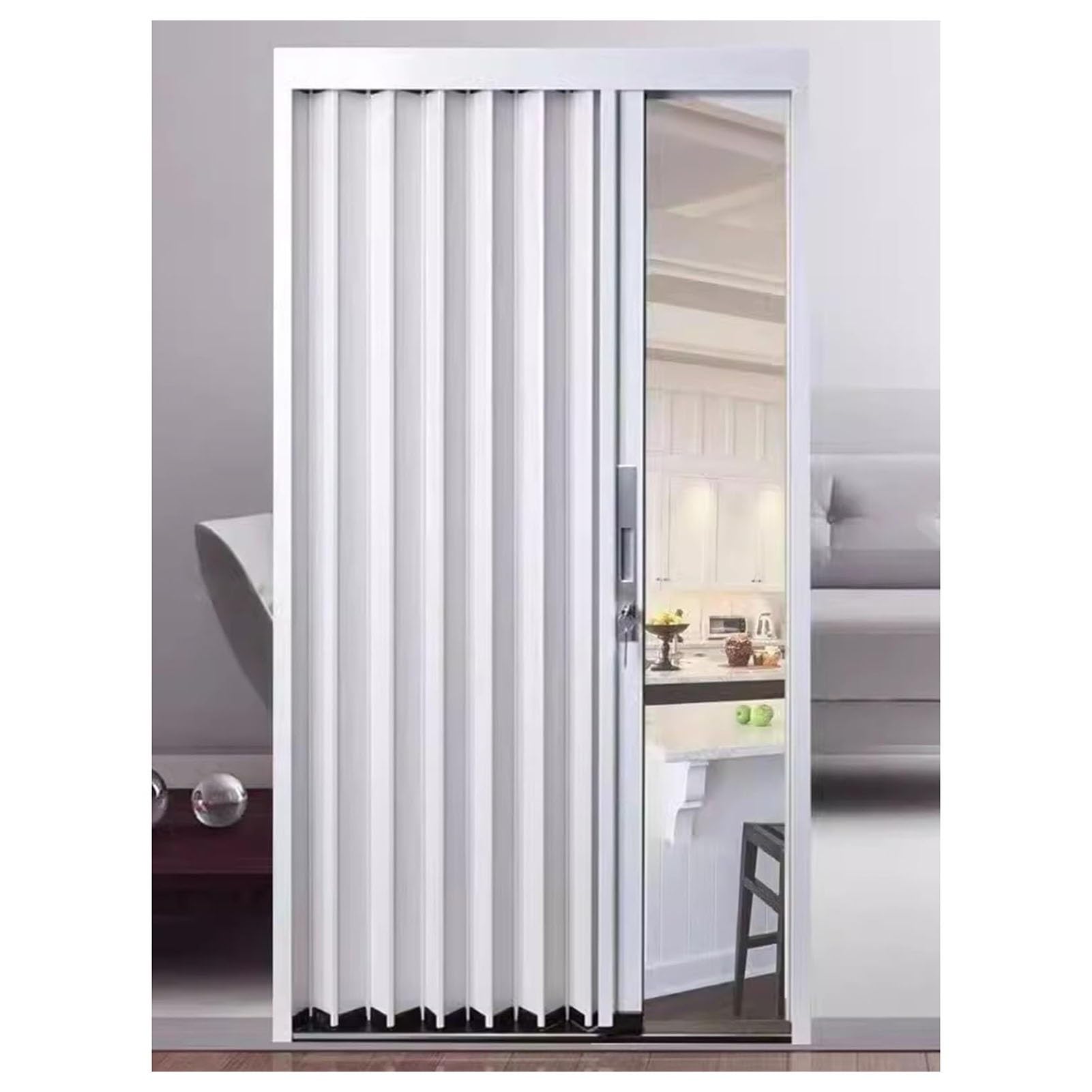 Folding Door with Lock and Key, Metal Folding Sliding Door
