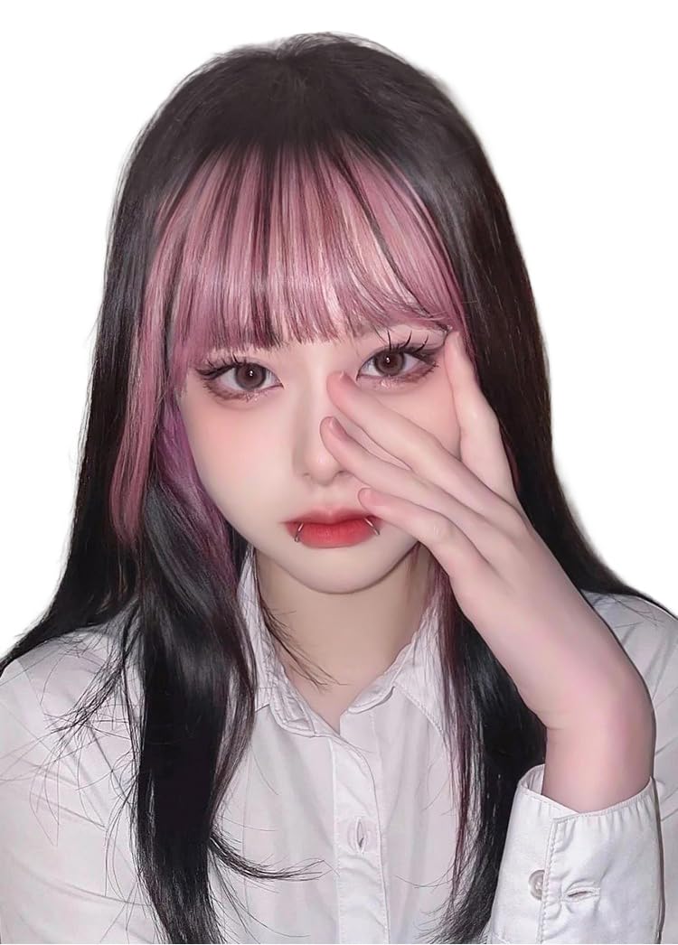 Amazon.co.jp: 3D構造 カラフル 前髪 ウィッグ エクステ ワンタッチ