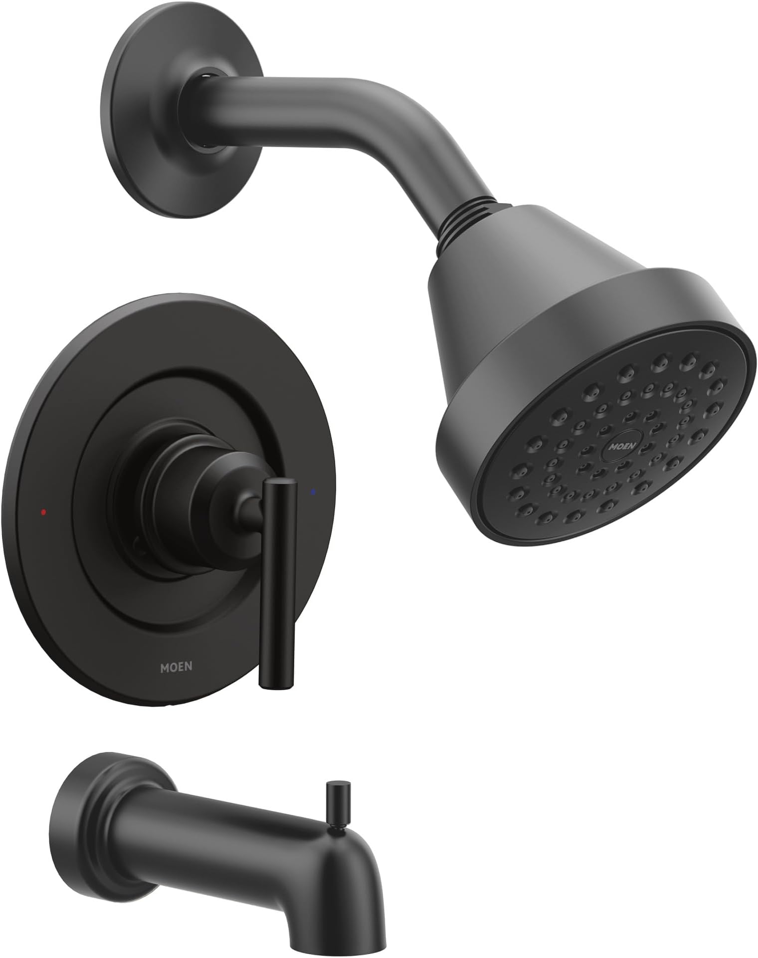 Gibson Pressure Balancing Eco-Performance Showerhead, Shower Handle, and Tub Spout, Posi-Temp Valve Required, Matte Black, T2903EPBL