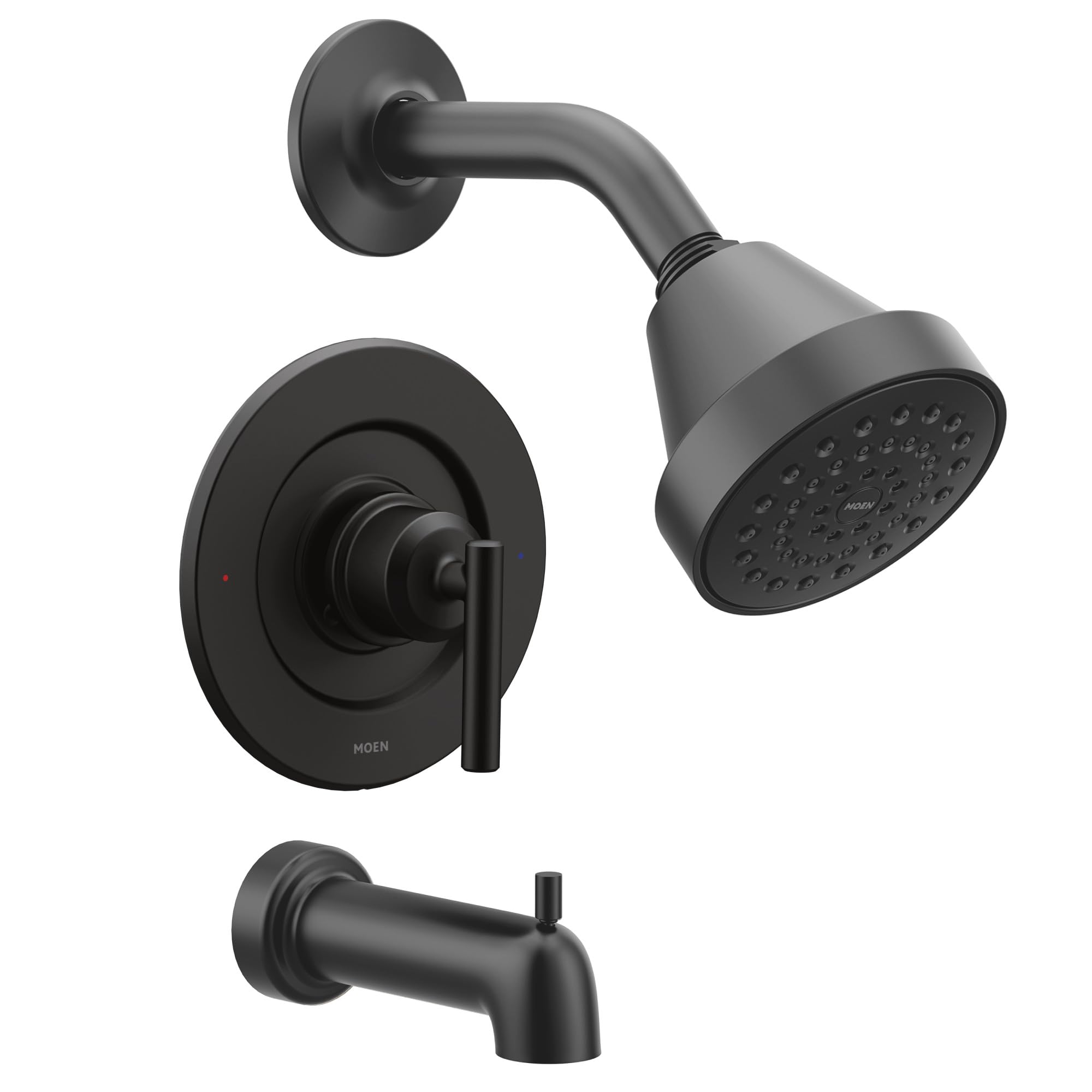 Moen Gibson Pressure Balancing Eco-Performance Showerhead, Shower Handle, and Tub Spout, Posi-Temp Valve Required, Matte Black, T2903EPBL