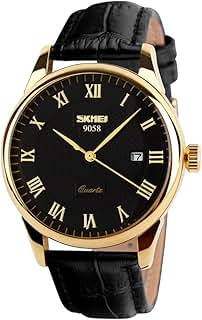 SKMEI Business Mens Quartz Wristwatches Roman Numeral Leathe