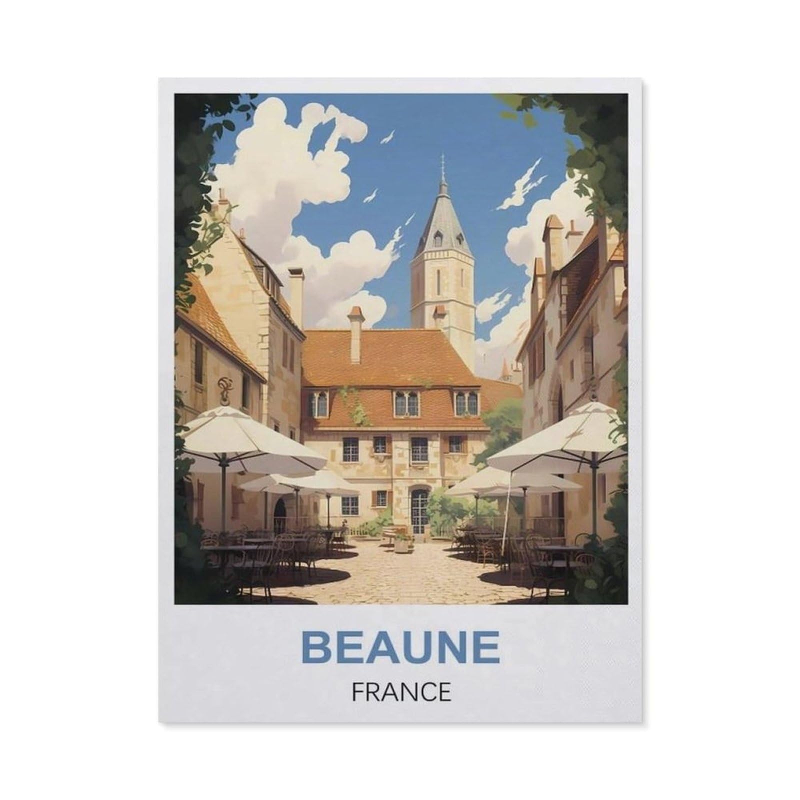 Funny Metal Tin Sign Wall Decor，Beaune France(30x40cm）