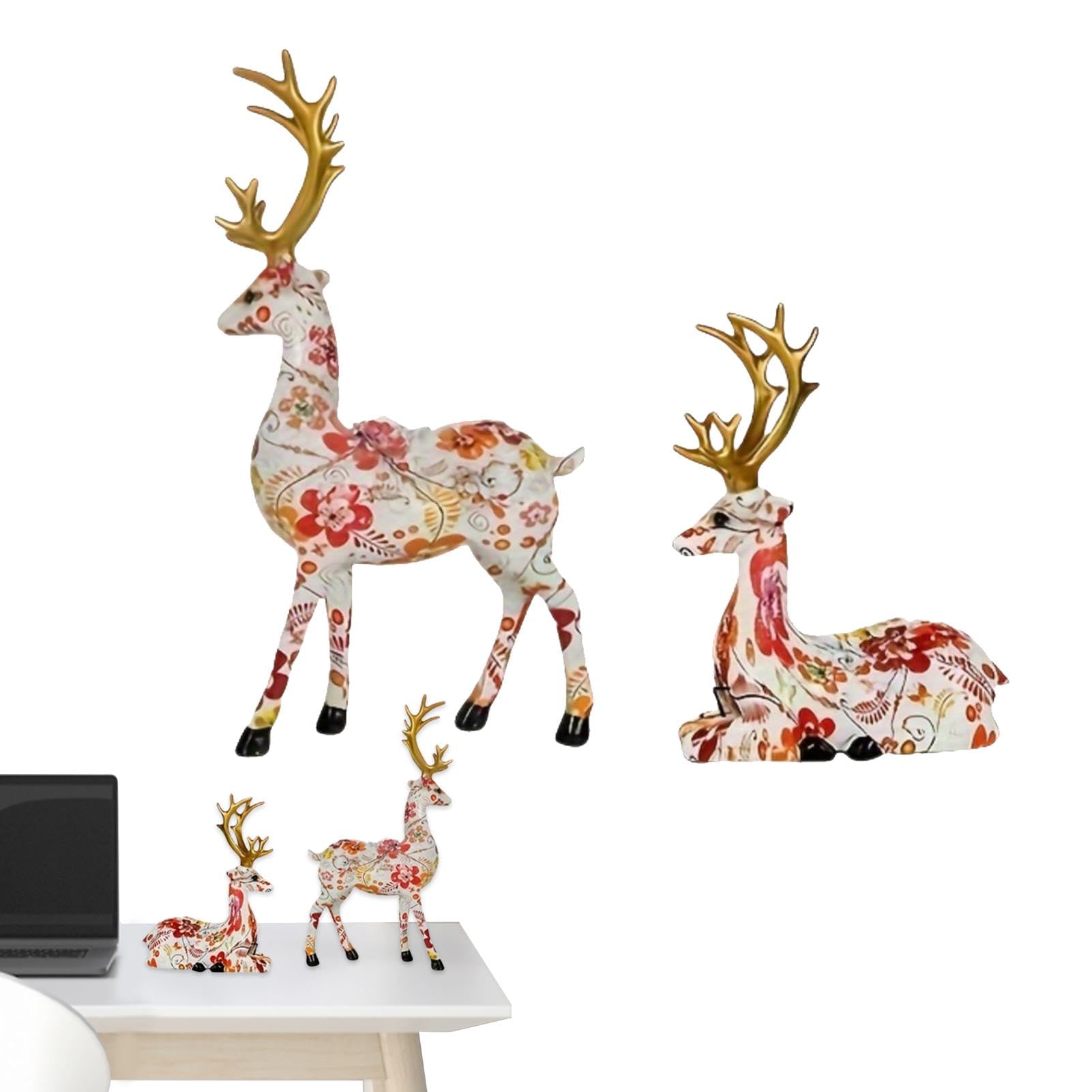 Estatua de, Juego de 2 Decoraciones de Reno de Escritorio, Manualidades de