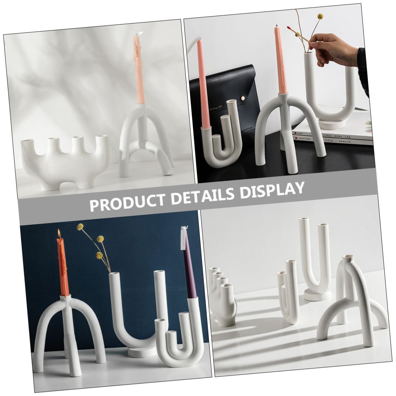 Ciieeo Candelabro y Uso Duradero Blanco Diseño Simple de Cerámica para Adorno del Hogar en Festivales y Bodas