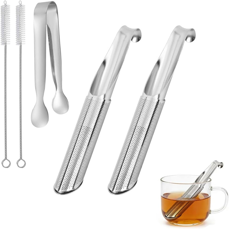 Herbs Tea Rod Long Handle Tea Diffuser 5 Pieces Long Handle Tea Rod Tea Diffuser Tea Filter Tube Fine Mesh Strainer Spice Herbs Tea Infuser