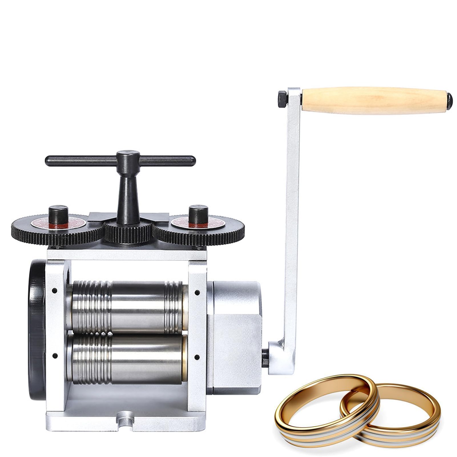 ZHJOPP Manual Rolling Mill, 130mm - 4:1 Gear Ratio for Flattening & Rolling Metal,for DIY Jewelry and Crafting, Professional Metalwork