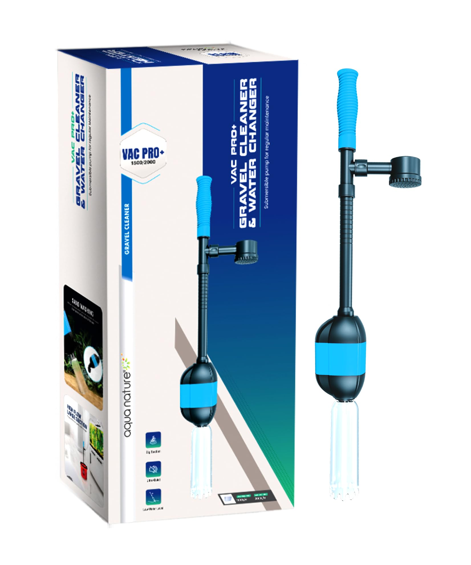 AquaNature® Vac Pro+ Aquarium Gravel Cleaner & Water Changer Submersible Pump for Regular Maintenance (Vac Pro+ 1500(1500 L/H - 20W))-image-4