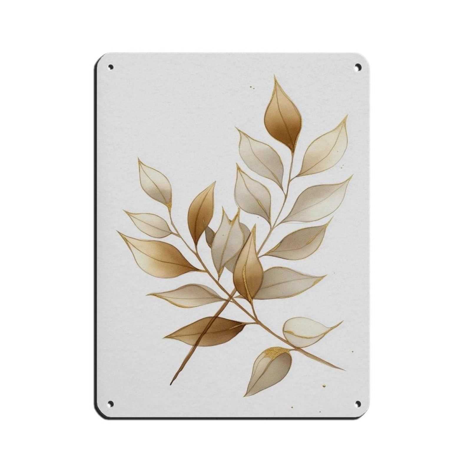 Affiche minimaliste en métal Gold Leaf Botanical poster déco murale retro chic 30x40cm