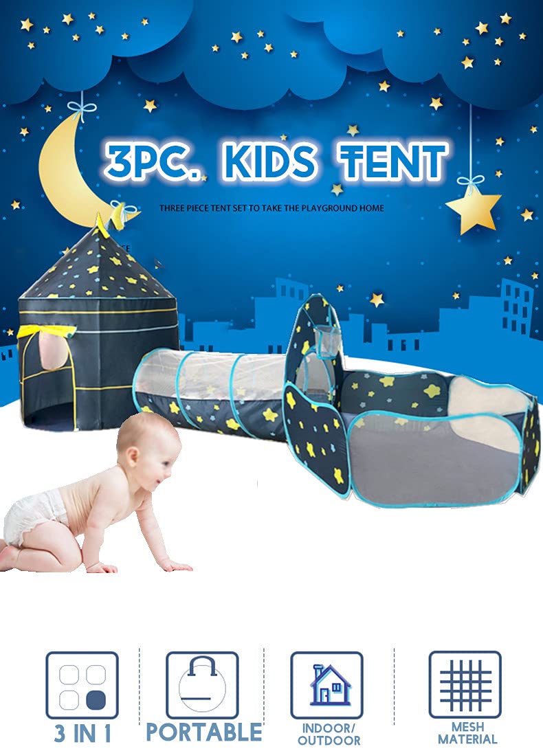 Benebomo Tenda per bambini, Capanna per bambini 3 in 1 con tunnel e vasca per le palline per bambine, Gioco Tunnel per Bambini
