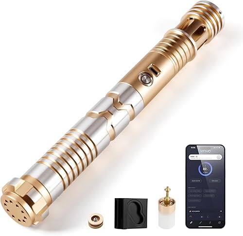 CUSTOM SABER Sable de luz de xenopíxel de oscilación suave sensible, control de movimiento para encender la hoja, 12 tipos de modo hoja, 34 fuentes