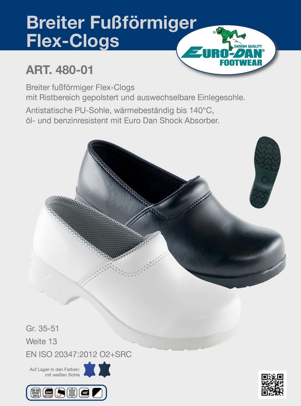 Euro-Dan EuroFlex Zoccoli chiusi e con soletta in Texon, nero O2+SRC