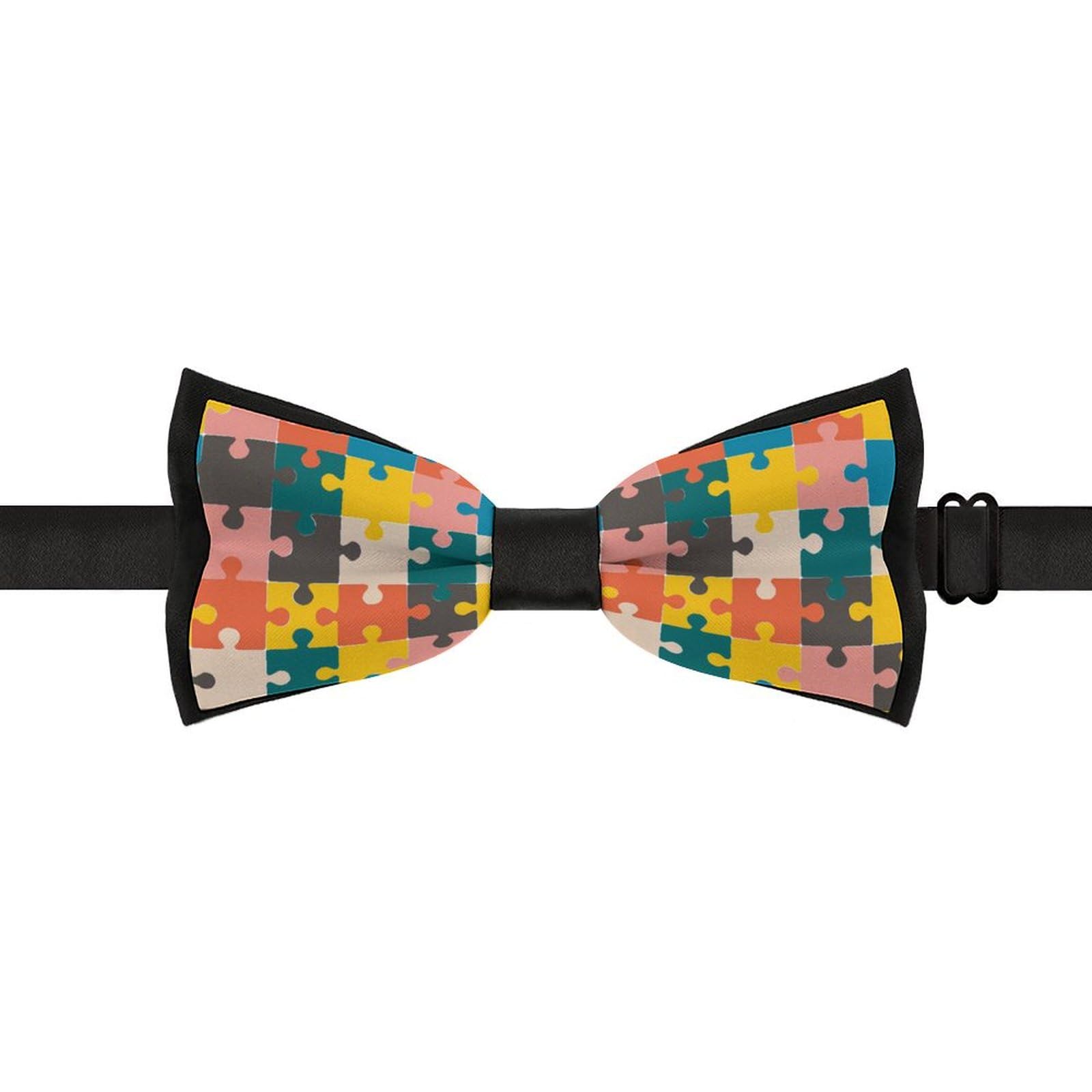 GoasNei Autism Awareness Pattern Bow Tie for Men Adjustable Necktie Funny Tie Neck Ties for Weddings Party