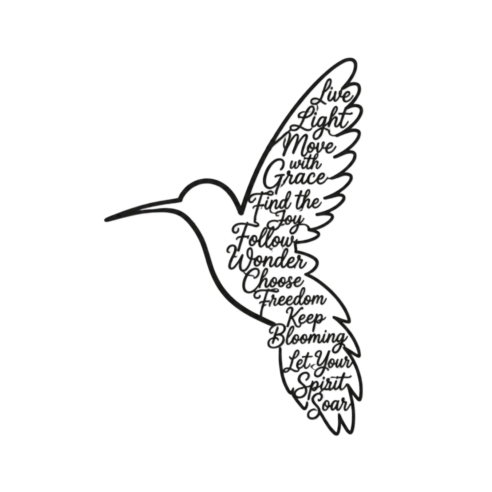 GUASDIE Keep Blooming Hummingbird Metal Wall Art, Inspirational Quote Bird Wall Decor for Farmhouse Bedroom,7.9 Inch