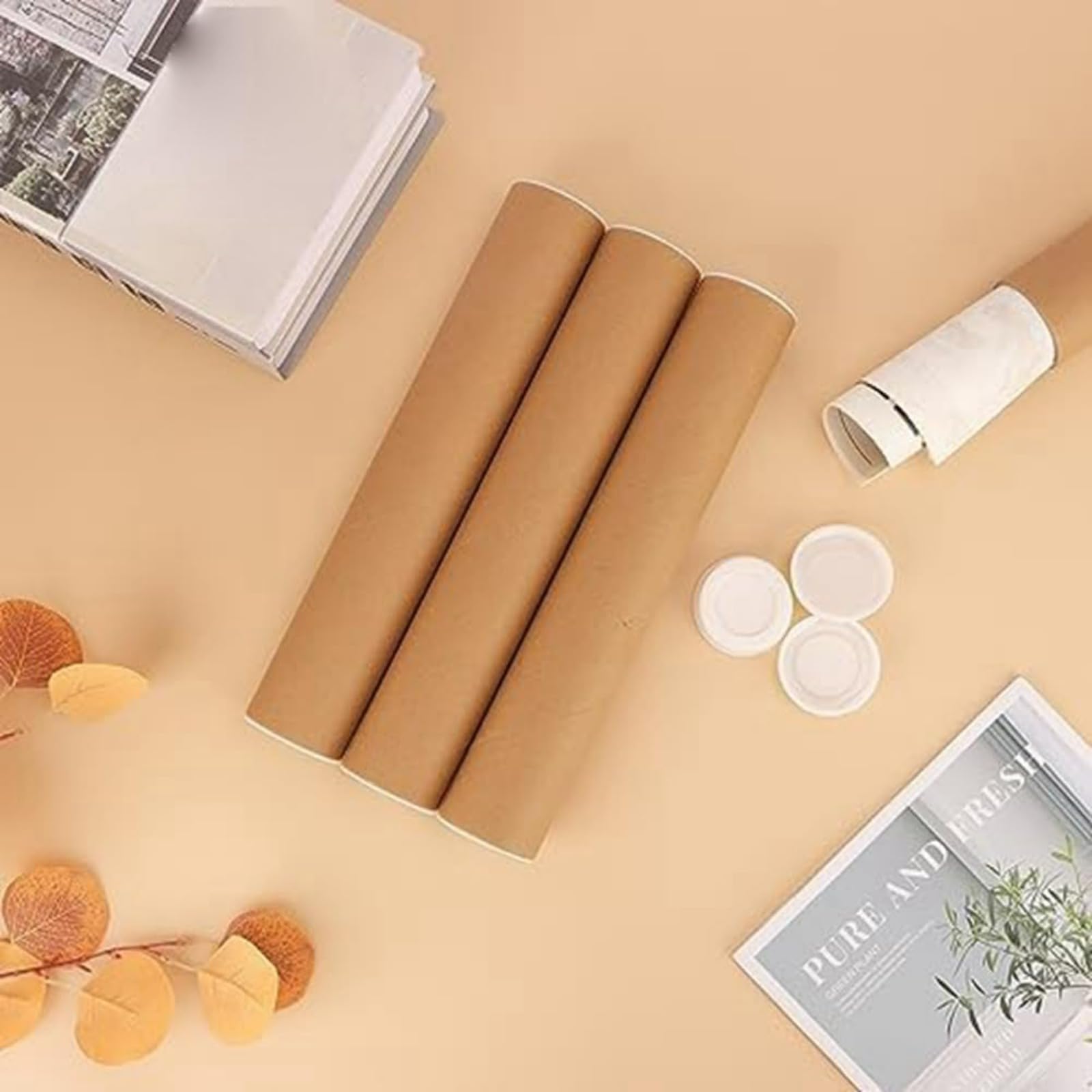 Paquete de 12 Tubos de EnvíO con Tapas para EnvíO por Correo para Empaquetar Carteles,Tubo de CartóN de Tubo de PóSter