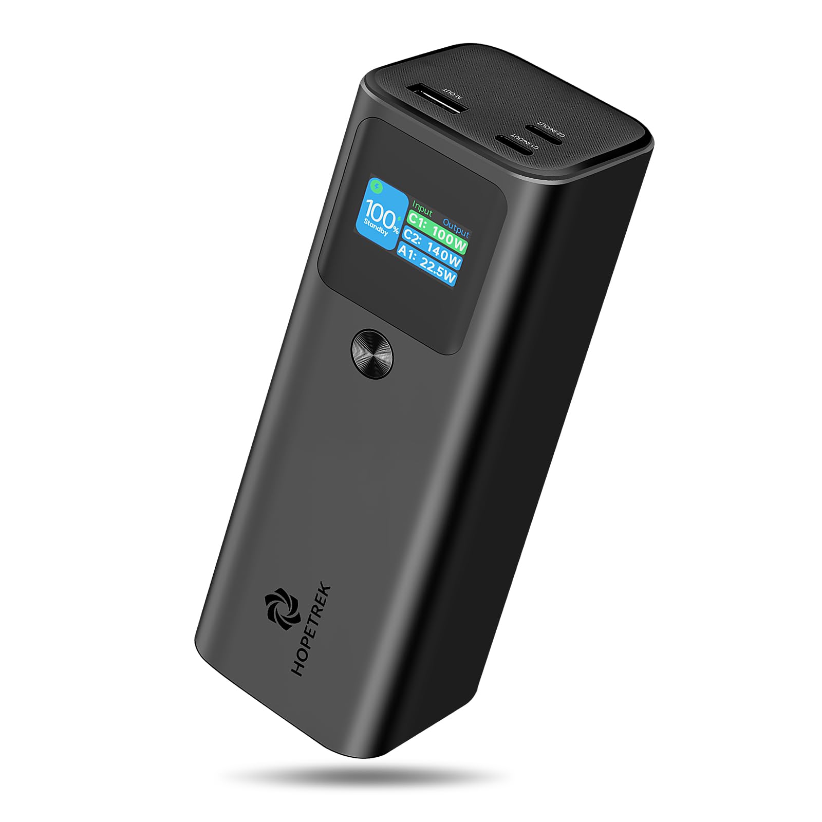 HOPETREK EnerGo 140 Power Bank 27600mAh|3-Port Portable Charger with 140W Output|140W USB-C Fast Charging|Smart Digital Display|Compatible with iPhone Series/iPad/Airpods/MacBook/Samsung/HP/Dell