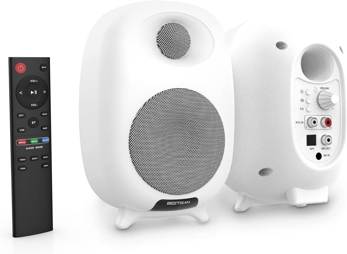 BESTISAN Computer Speakers, PC Speakers with Bluetooth Mode; Powered Monitor Speakers, Gaming Speakers for PC/Desktop/Laptop; White