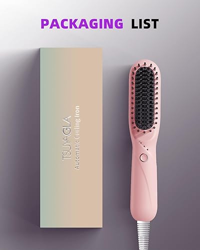 Miniatura 8 de Cepillo alisador de pelo, alisador iónico portátil para mujer, cepillo alisador con 3 ajustes de temperatura, apagado automático de 30 minutos,