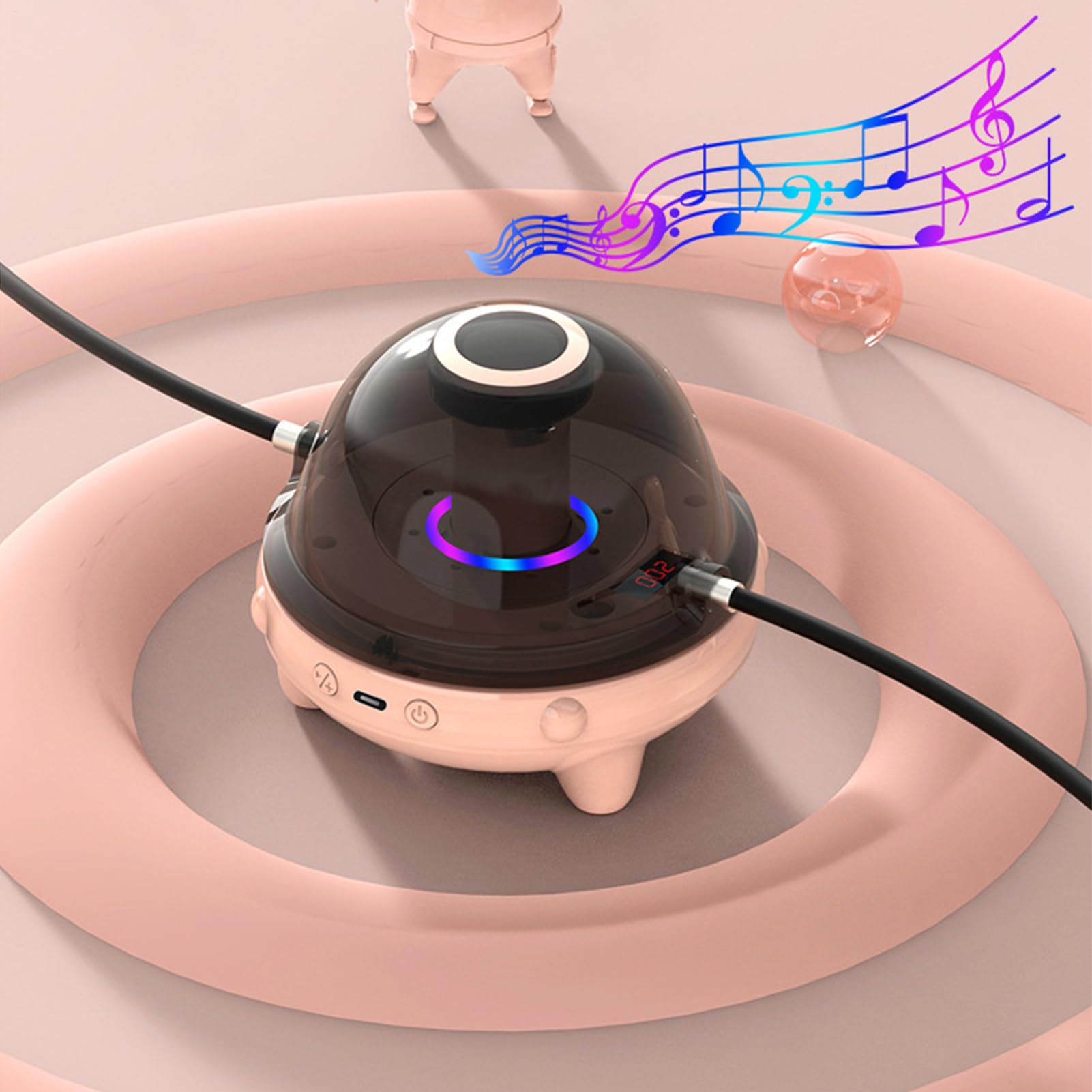 Corde à sauter automatique – Compteur à sauter rechargeable, entraîneur numérique activé par la musique, système d'exercice réglable à dix vitesses | Paramètres d'entraînement flexibles, équipement de
