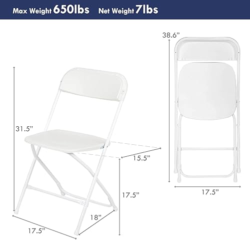 Miniatura 3 de AJP Distributors Silla plegable, cómoda silla para eventos con respaldo, asiento comercial apilable portátil para interiores y exteriores, oficina,