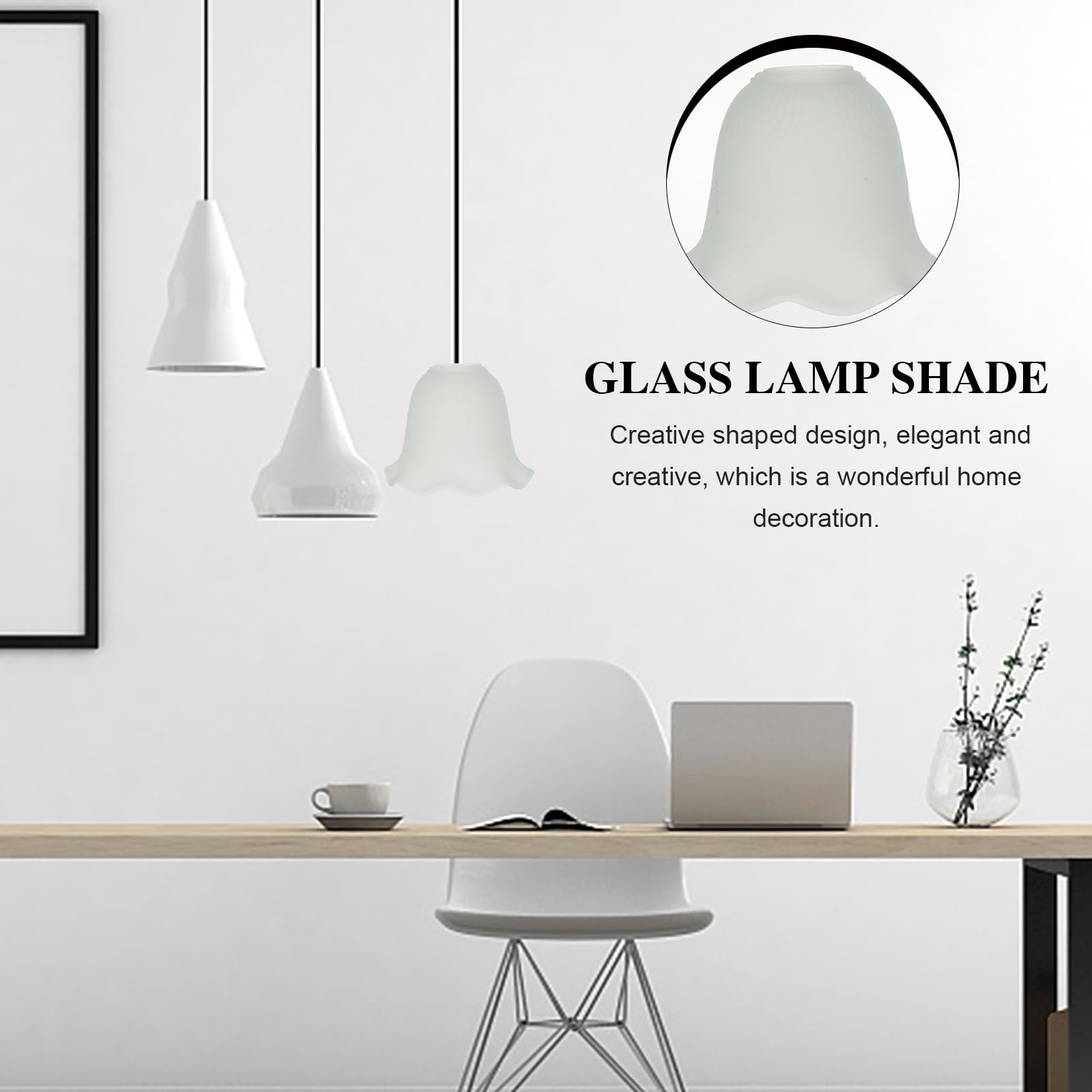 Glass Drum Shade 3pcs Glass Flower Lamp Shade DIY Handmade Frosted Bell Replacement Table Wall Lamp Floral Cover for Home Office Decor s for Table - Image 4