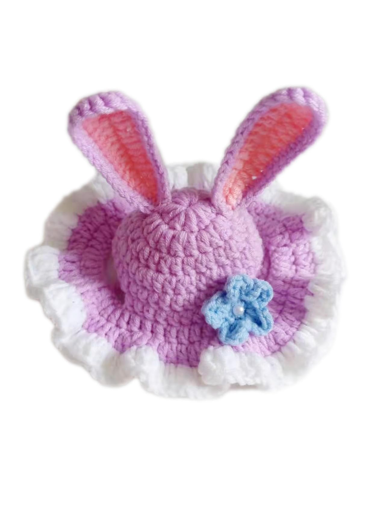 QWINEE 3D Ear Design Knit Cute Dog Hat Soft Cat Hat Rabbit Hat Halloween Christmas Party Costume Head Wear Accessories for Puppy Cat Kitten Small Dogs