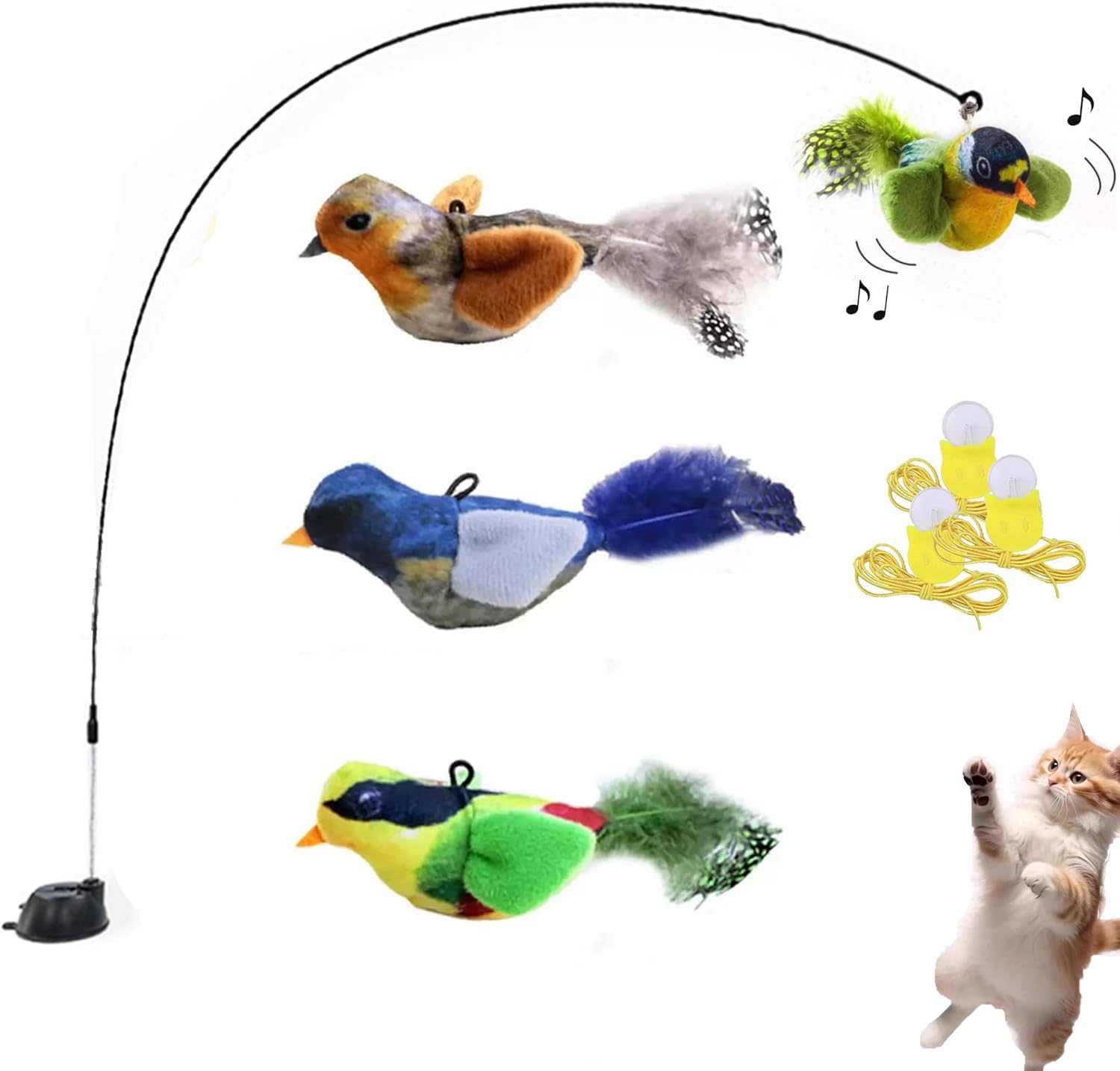 Amazon | Yingrito 猫 おもちゃ 鳥 羽 猫じゃらし 鳴くおもちゃ 吸盤