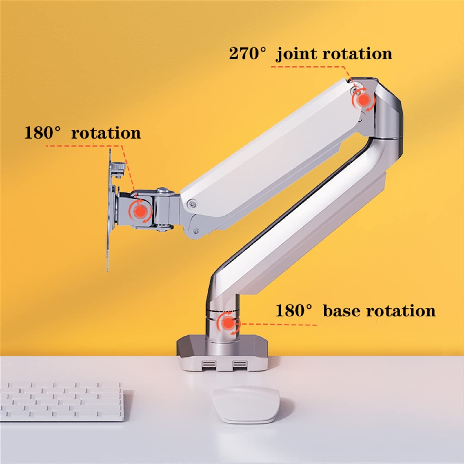 Monitor Mount Monitor Mounting Bracket Air Spring Monitor Arm Desk Mount Fully Adjustable Fits 13-32 inch Monitors, Supports Table Clip And(Black-Single