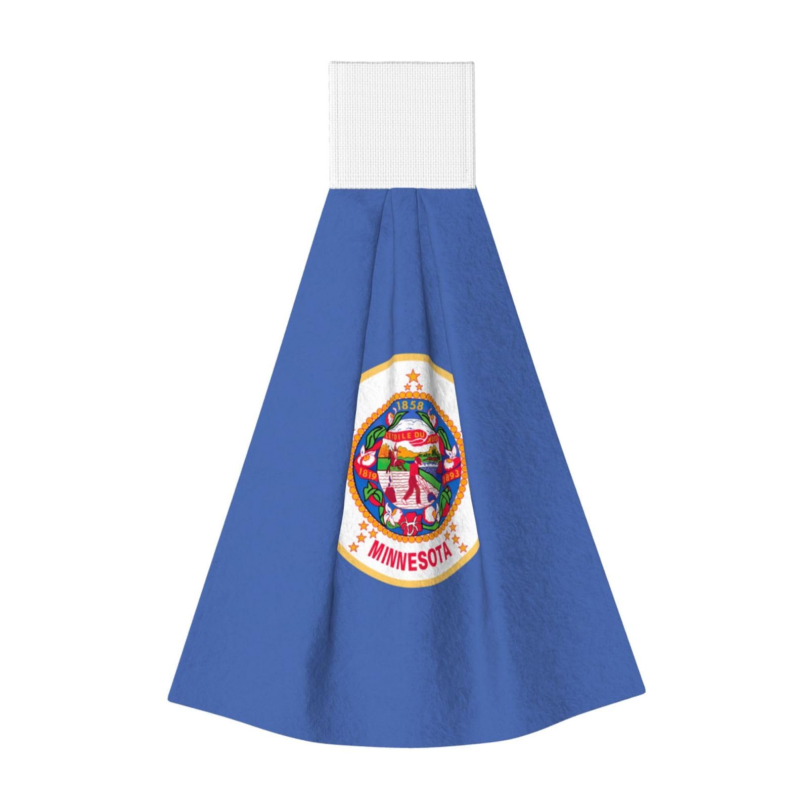 DUWAA Minnesota State Flag Print Hanging Hand Towel Quick Dry Bathroom Towel Soft Kitchen Towel