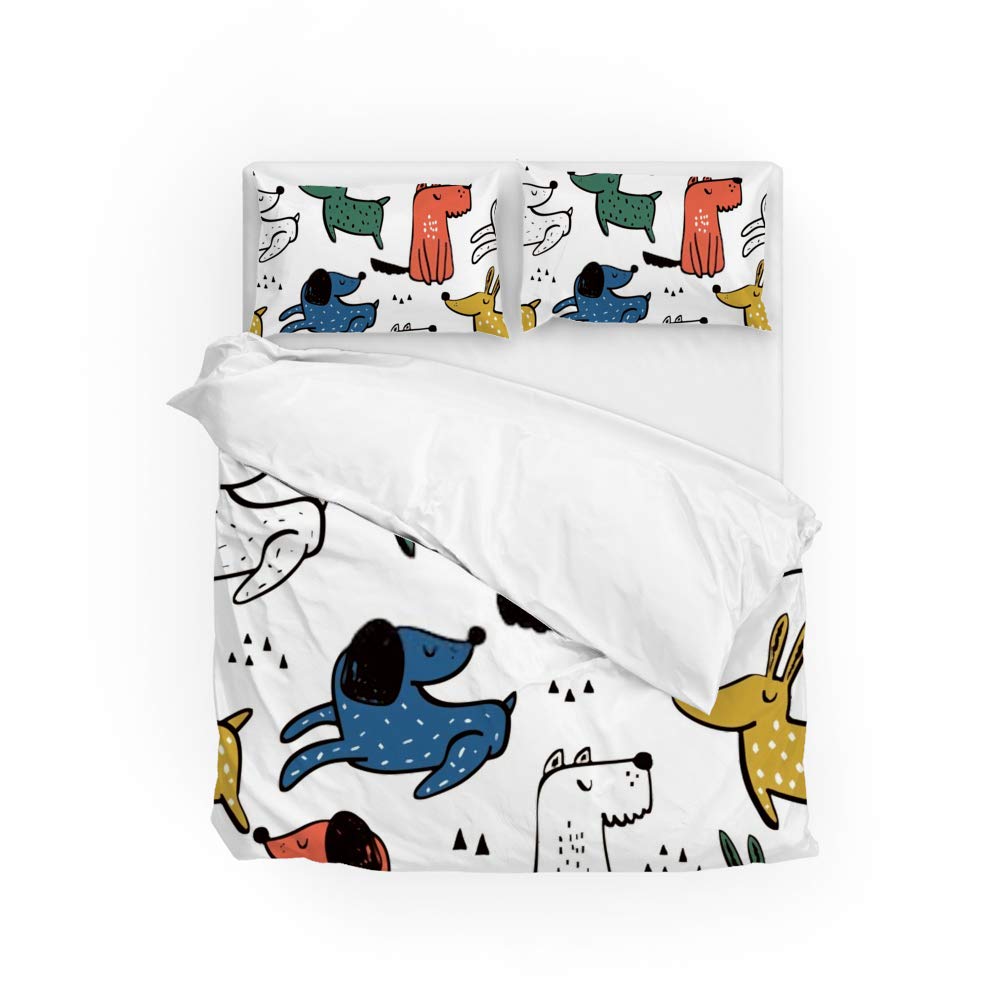 Housse de couette lit jumeau chien parure de lit microfibre polyester douce
