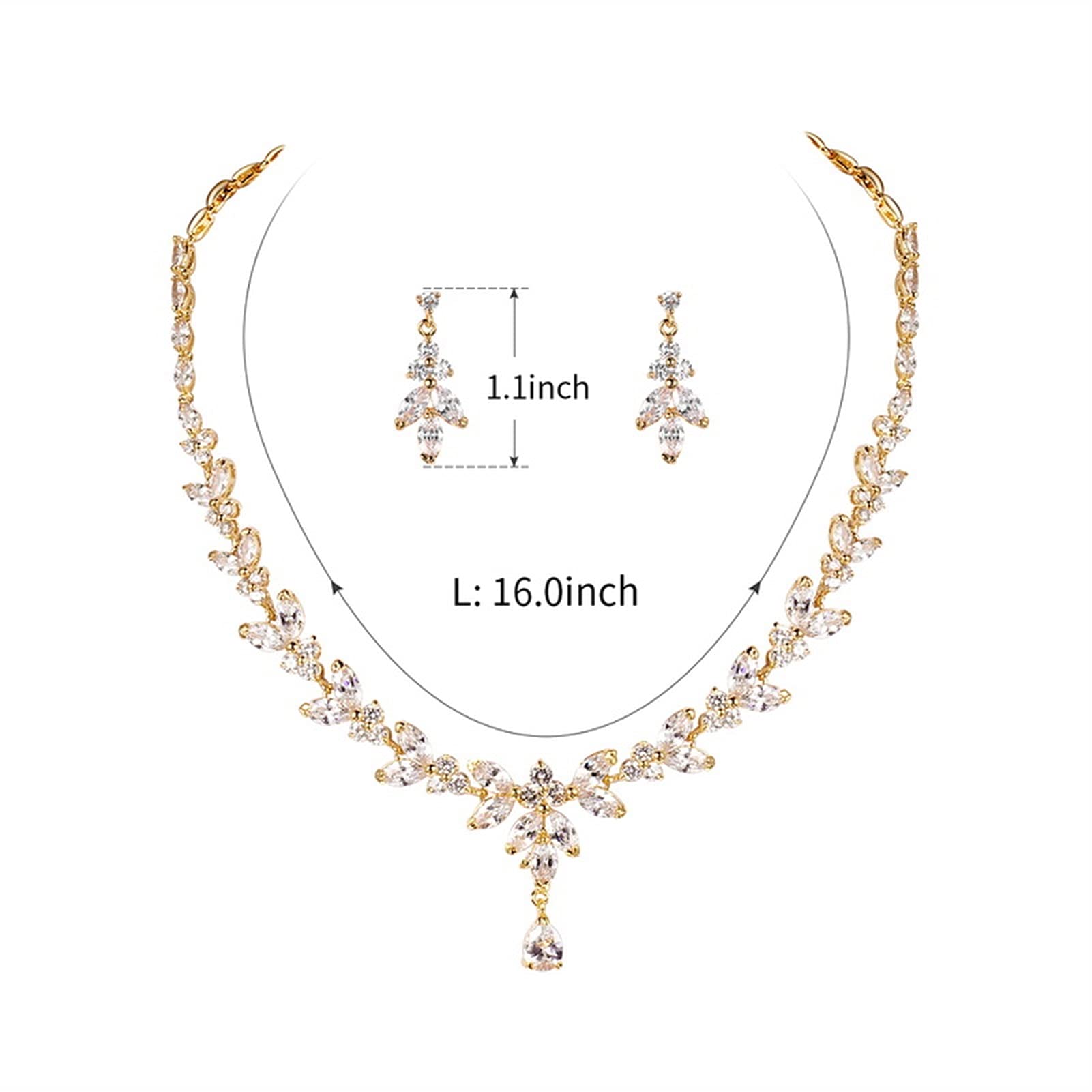 Set di Gioielli con zirconi cubici, Gioielli da Sposa, Collana e Orecchini da Sposa