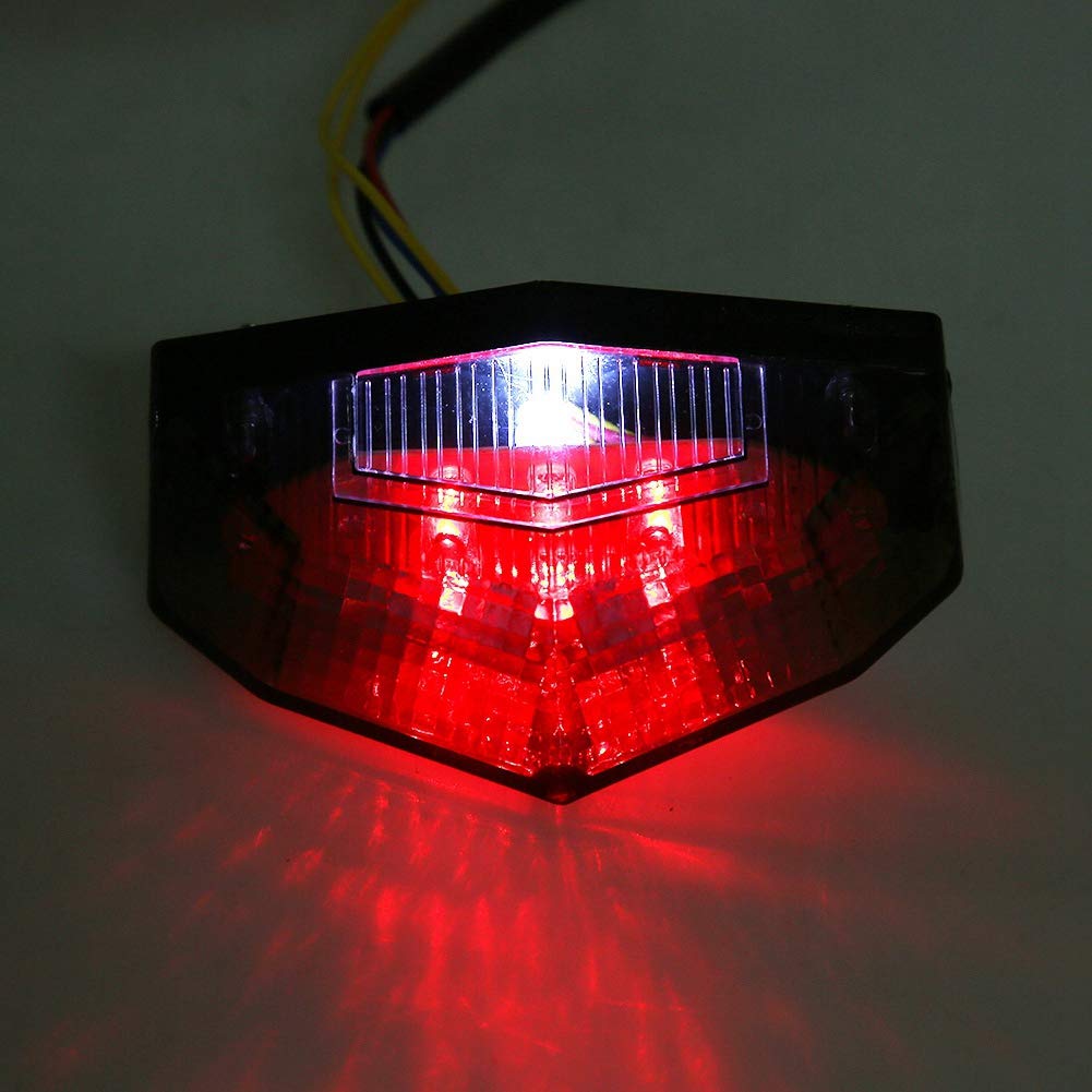 Yctze Lámpara de cola LED modificada para motocicleta, luz de advertencia de luz trasera Luz trasera con señal de freno