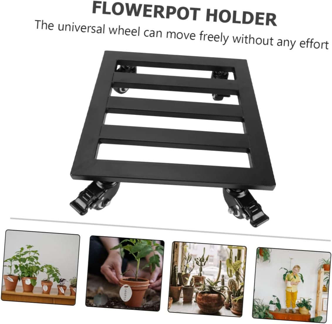 Square Flower Pot Tray with Wheels Plant Stand Appliance Dolly Rolling Plant Stand Heavy Duty Pot Holder