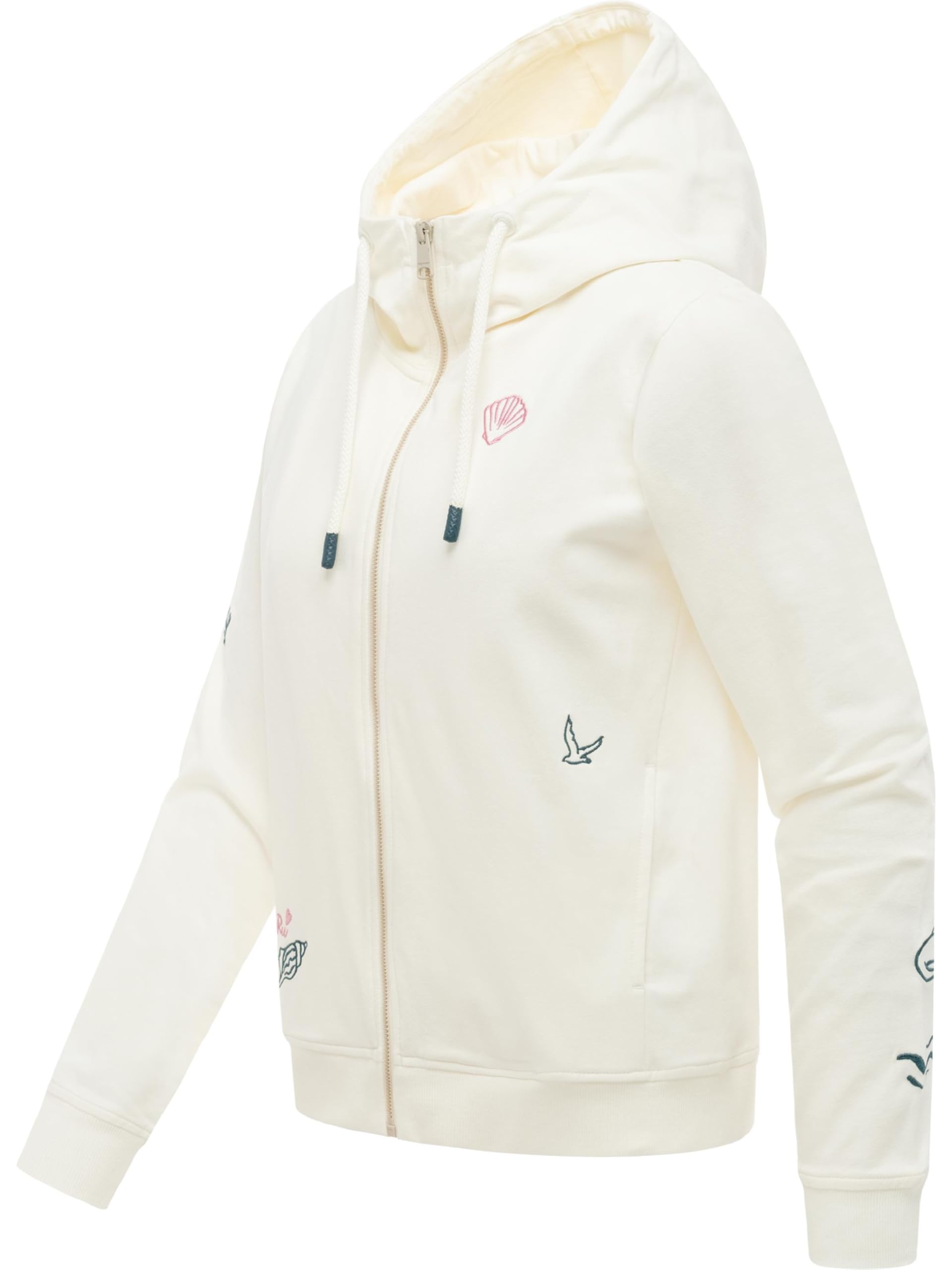 Ragwear Veste de survêtement courte zippée pour femme avec capuche réglable et broderies tendance Parya Embro XS à XXL